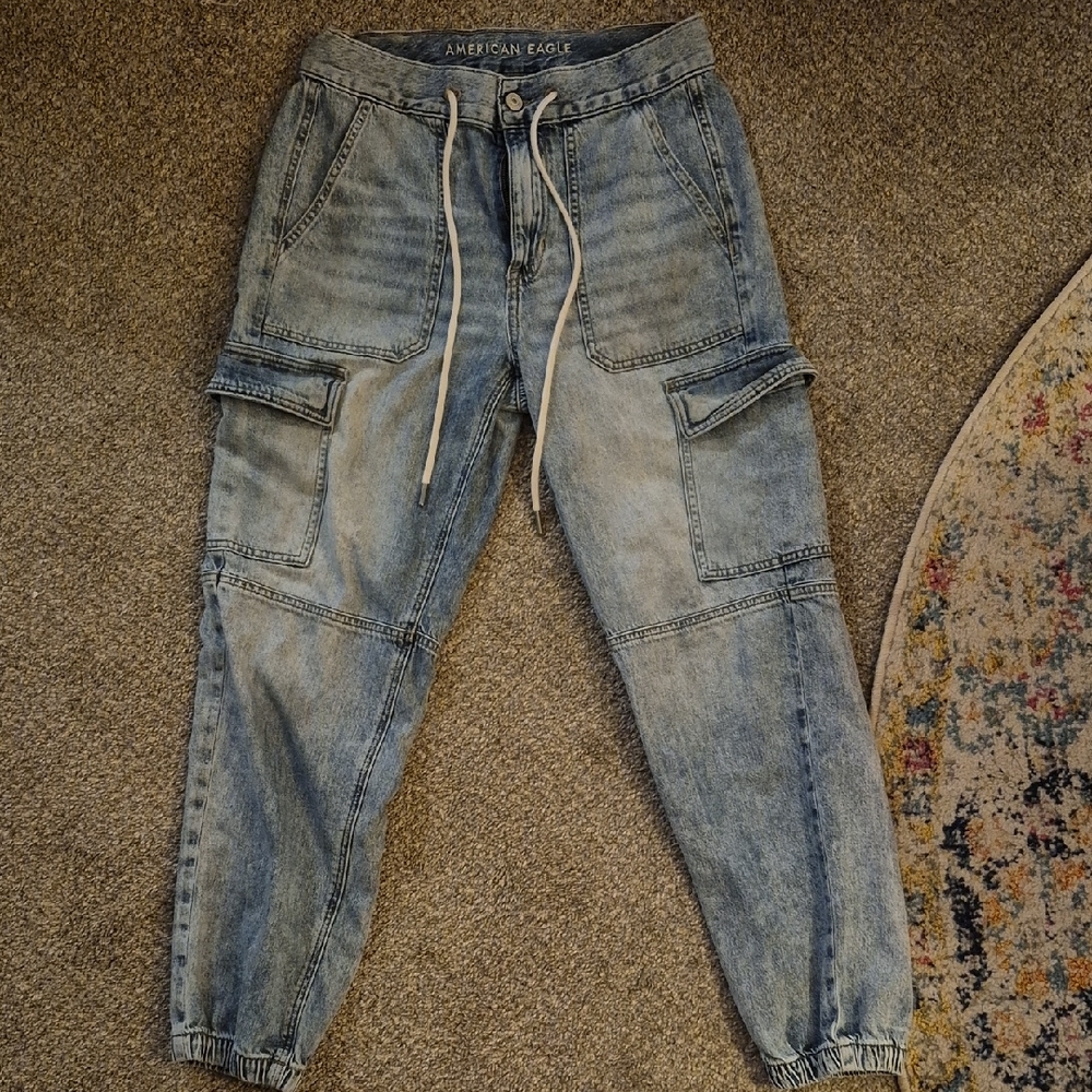 American Eagle Blue Cargo Joggers